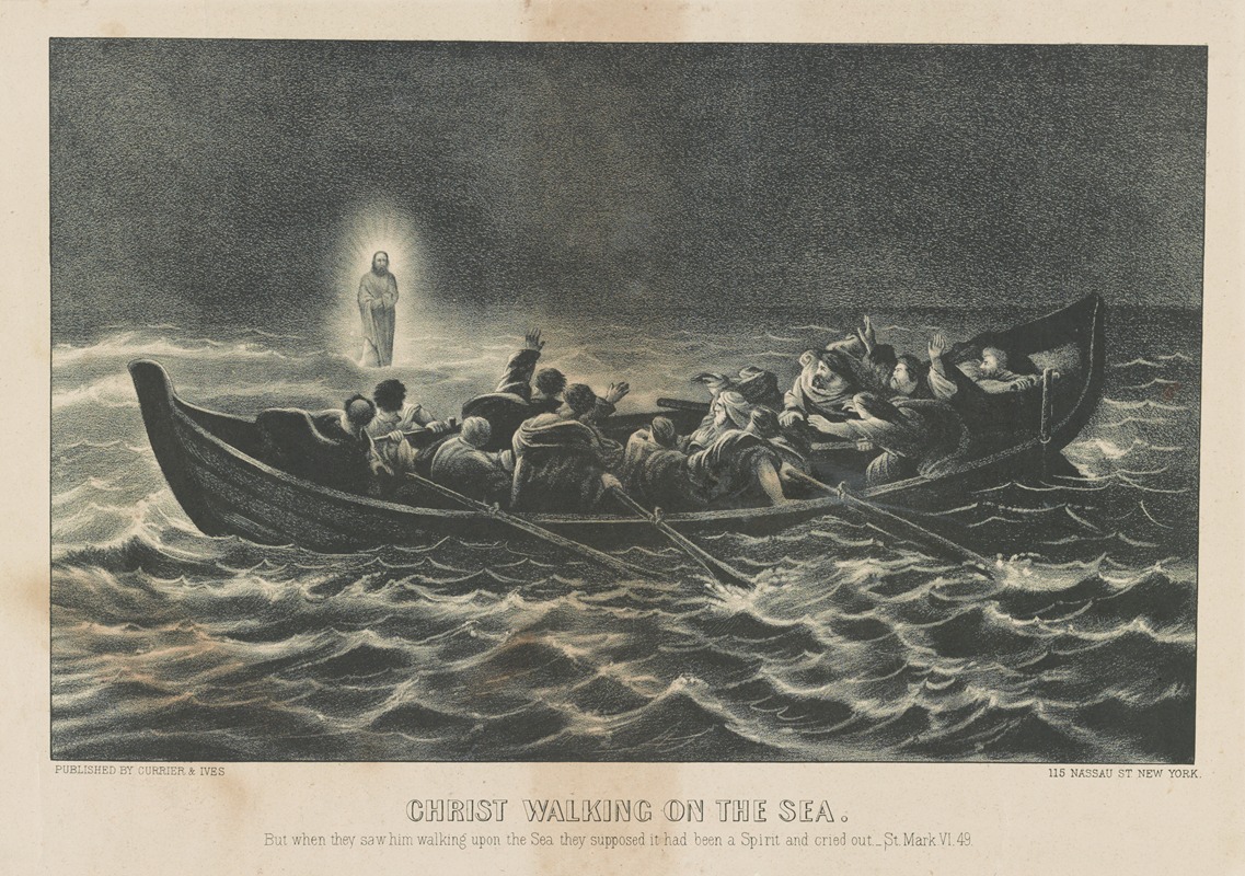 Currier & Ives. - Christ walking on the sea