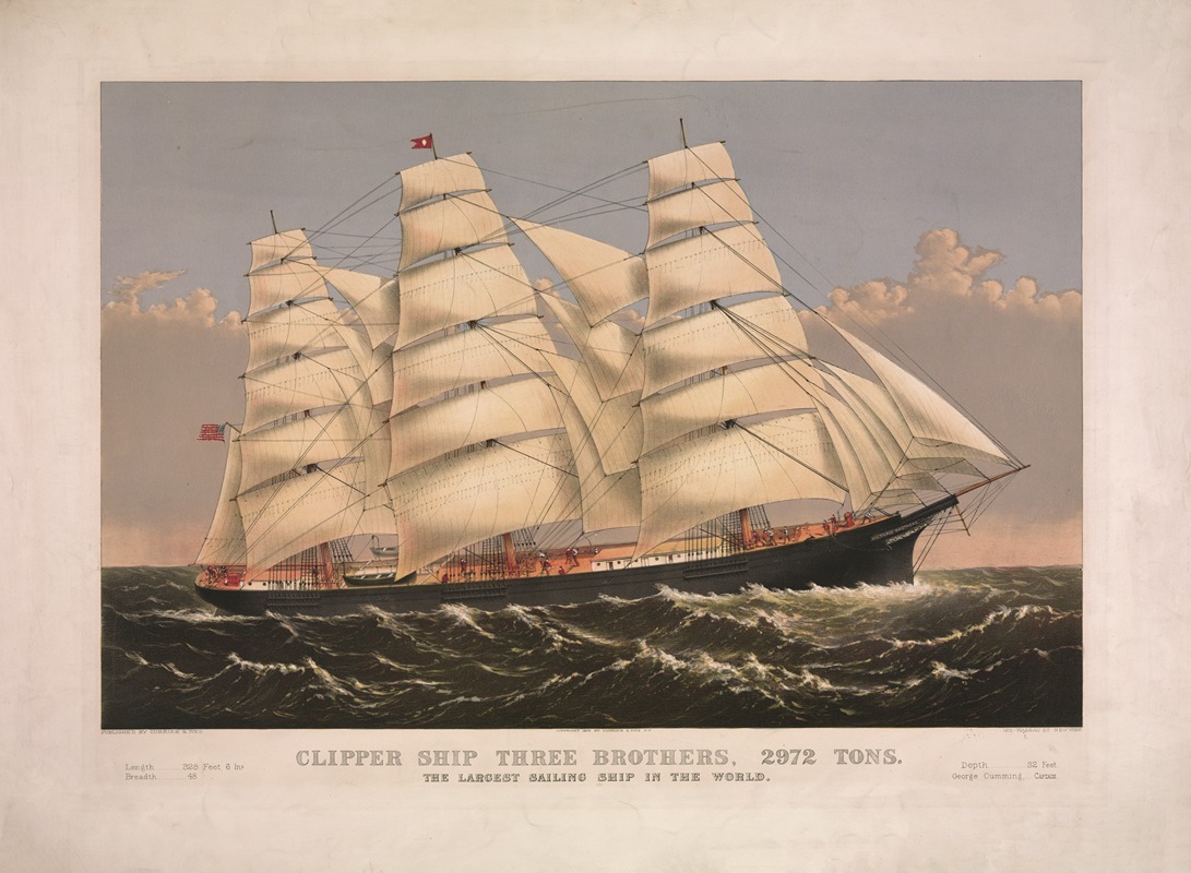 Currier & Ives. - Clipper ship Three Brothers, 2972 tons; The largest sailing ship in the world