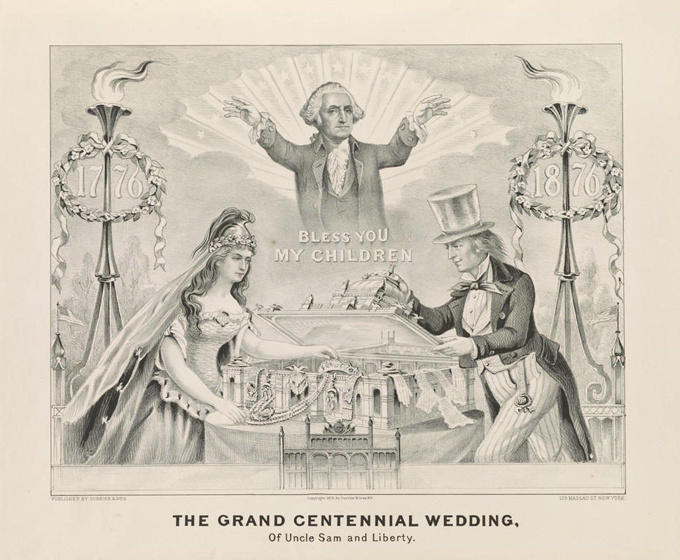 Currier & Ives. - Grand centennial wedding; of Uncle Sam and Liberty