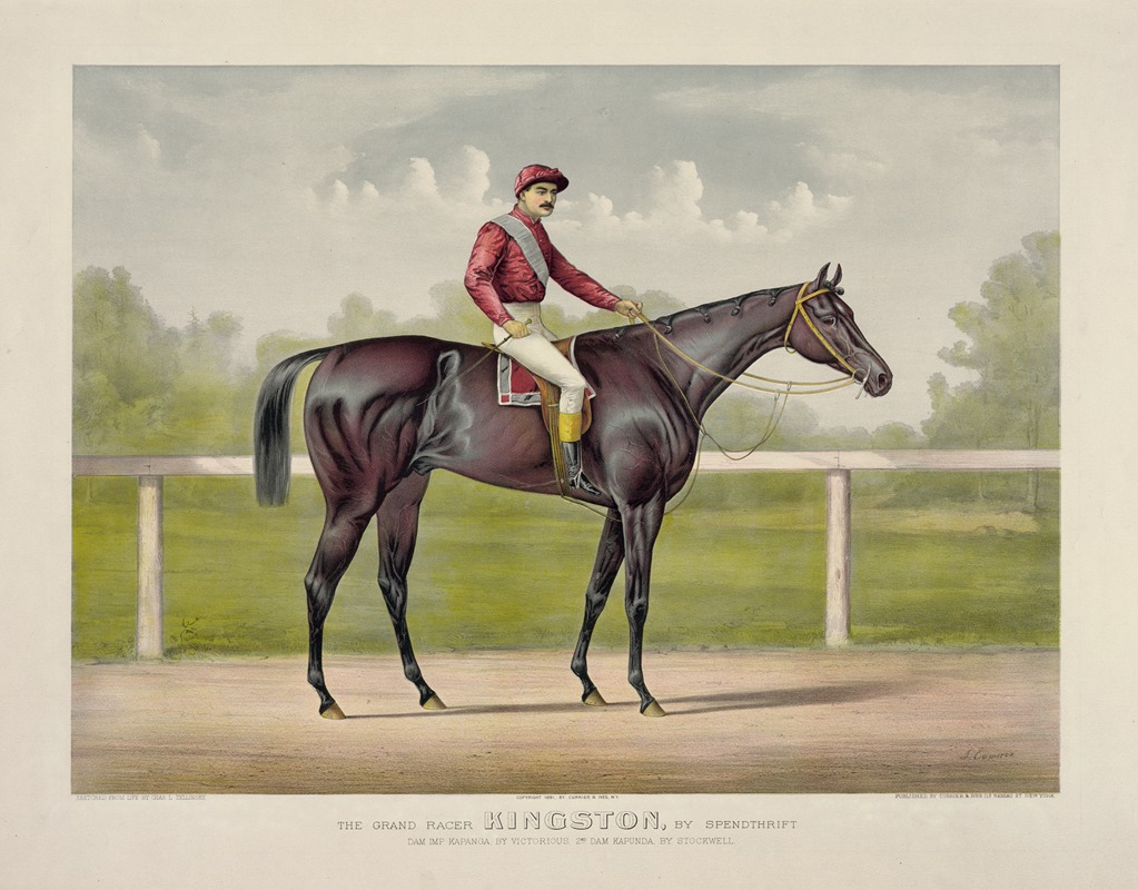 Currier & Ives. - Grand racer Kingston, by Spendthrift; dam imp. Kapanga, by Victorious, 2nd dam Kapunda, by Stockwell