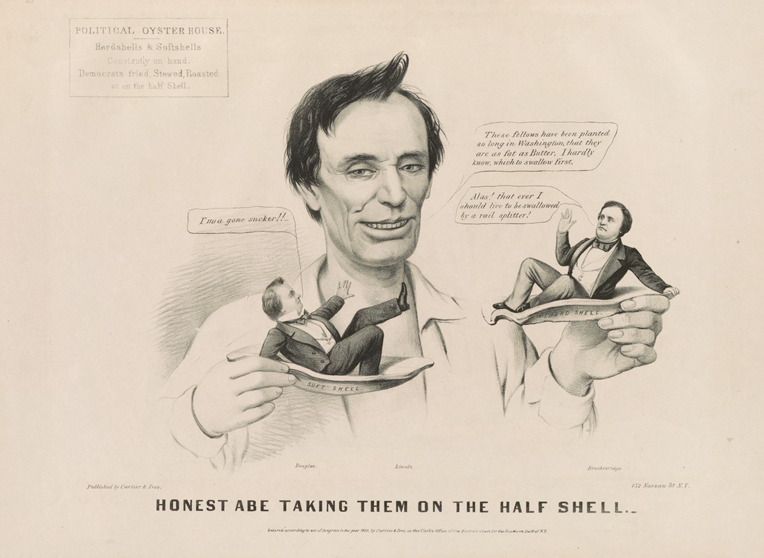 Currier & Ives. - Honest Abe taking them on the half shell