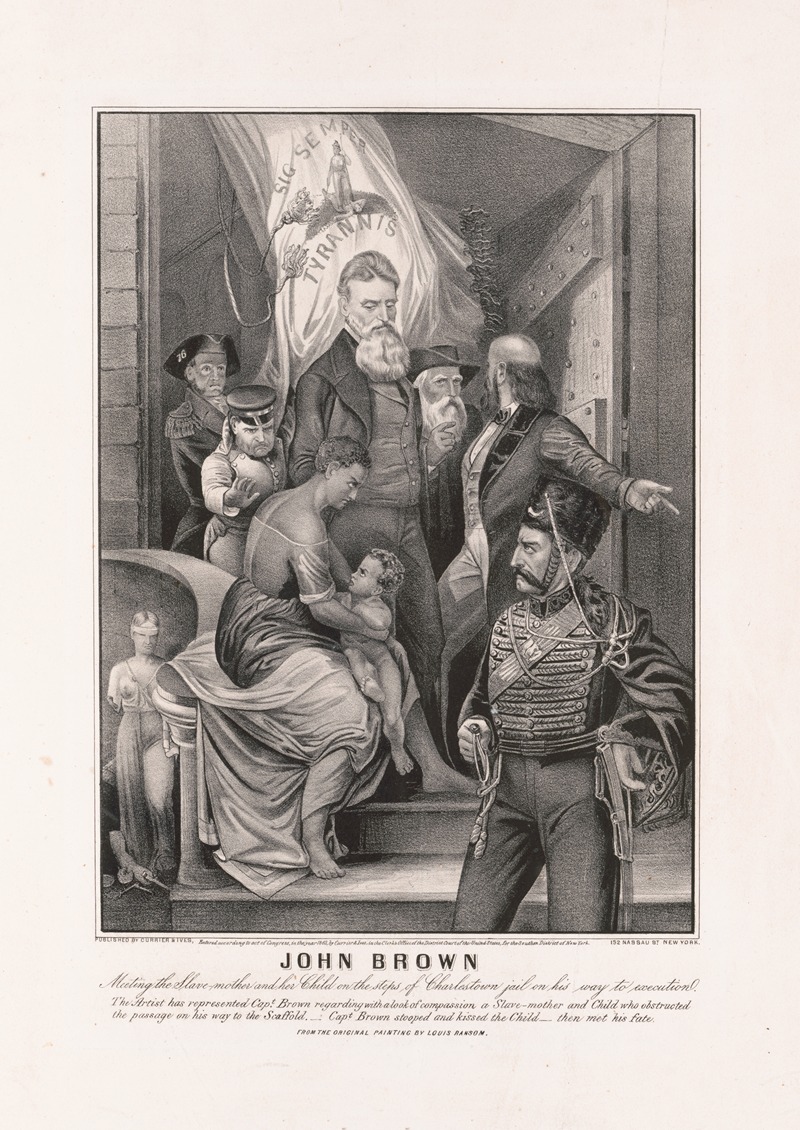 Currier & Ives. - John Brown. Meeting the slave-mother and her child on the steps of Charlestown jail on his way to execution