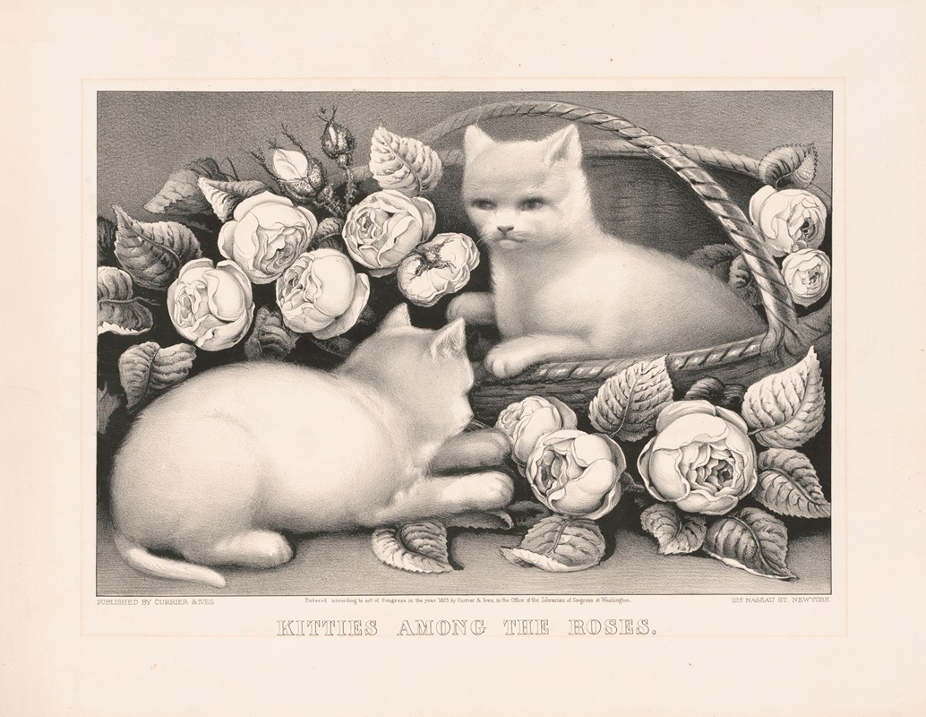 Currier & Ives. - Kitties among the roses