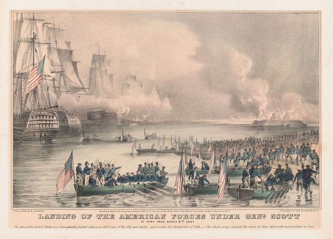 Currier & Ives. - Landing of the American forces under Genl. Scott, at Vera Cruz, March 9th, 1847