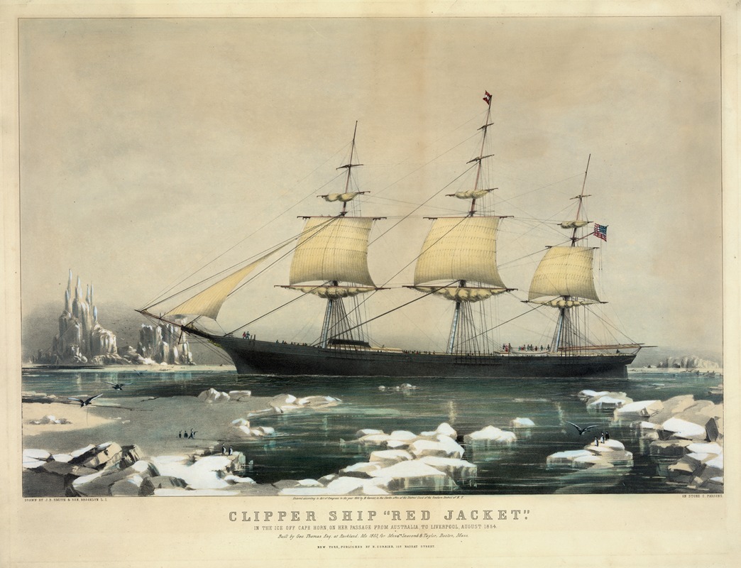 Currier & Ives. - lipper ship ‘Red Jacket’; In the ice off Cape Horn, on her passage from Australia, to Liverpool, August 1854