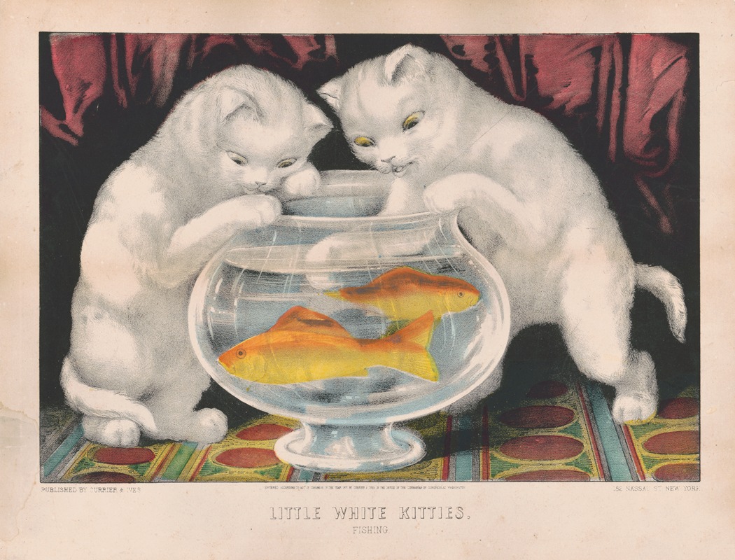 Currier & Ives. - Little white kitties; fishing