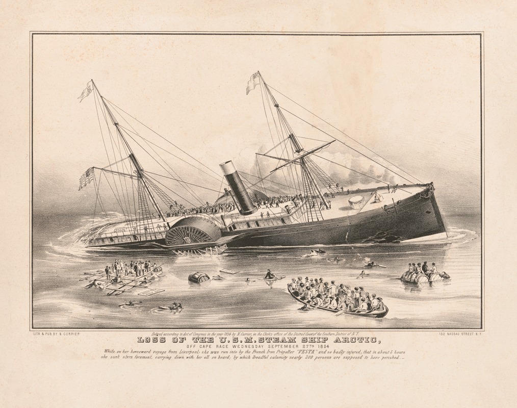 Currier & Ives. - Loss of the U.S.M. steam ship Arctic; off Cape Race Wednesday September 27th 1854