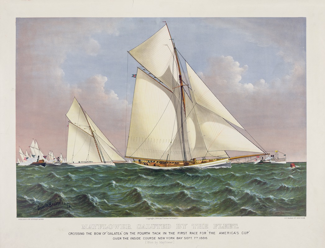 Currier & Ives. - Mayflower saluted by the fleet