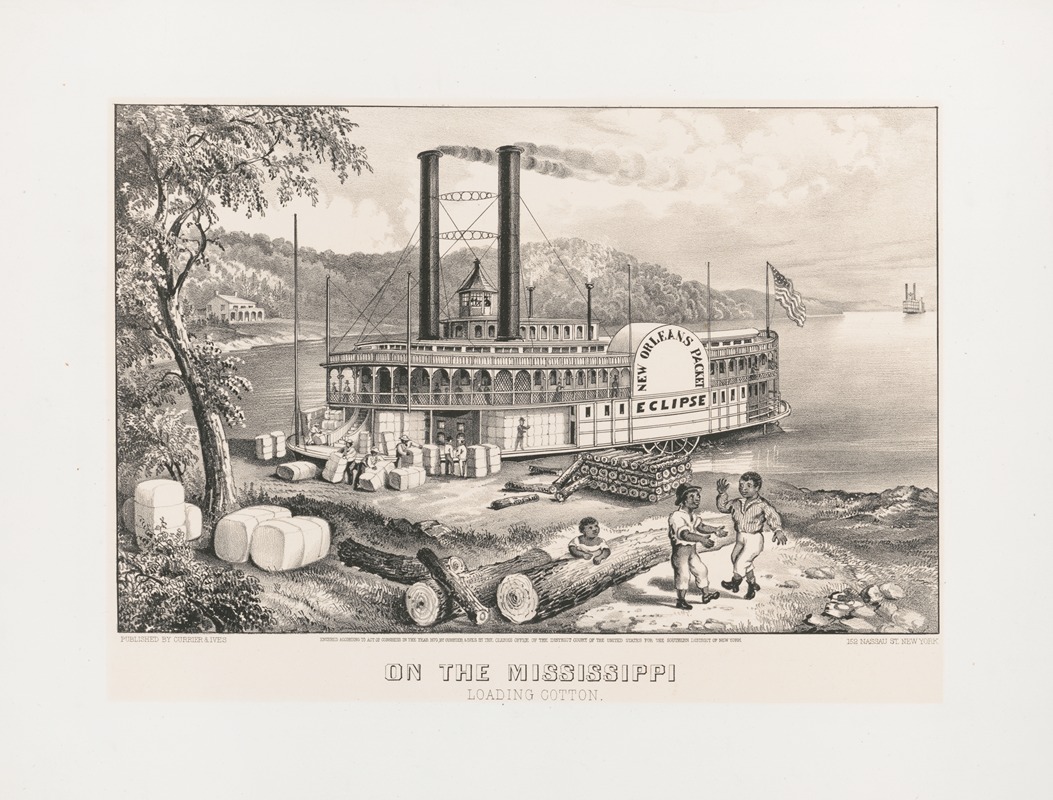 Currier & Ives. - On the Mississippi; loading cotton