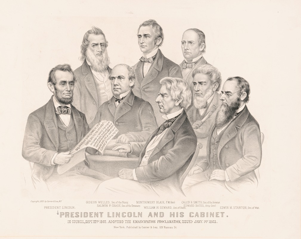 Currier & Ives. - President Lincoln and his cabinet; in council, Sept. 22nd 1862. adopting the Emancipation Proclamation, issued Jany. 1st 1863