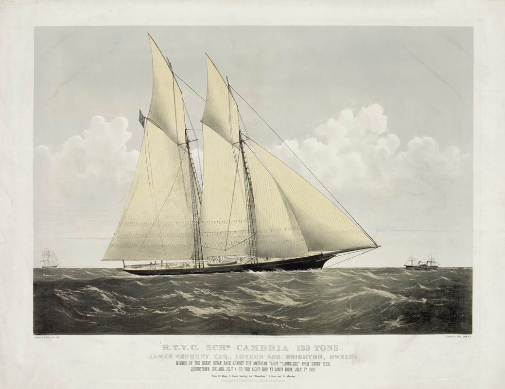 Currier & Ives. - R.T.Y.C. Schr. Cambria 199 tons; James Ashbury Esq., London and Brighton, owner