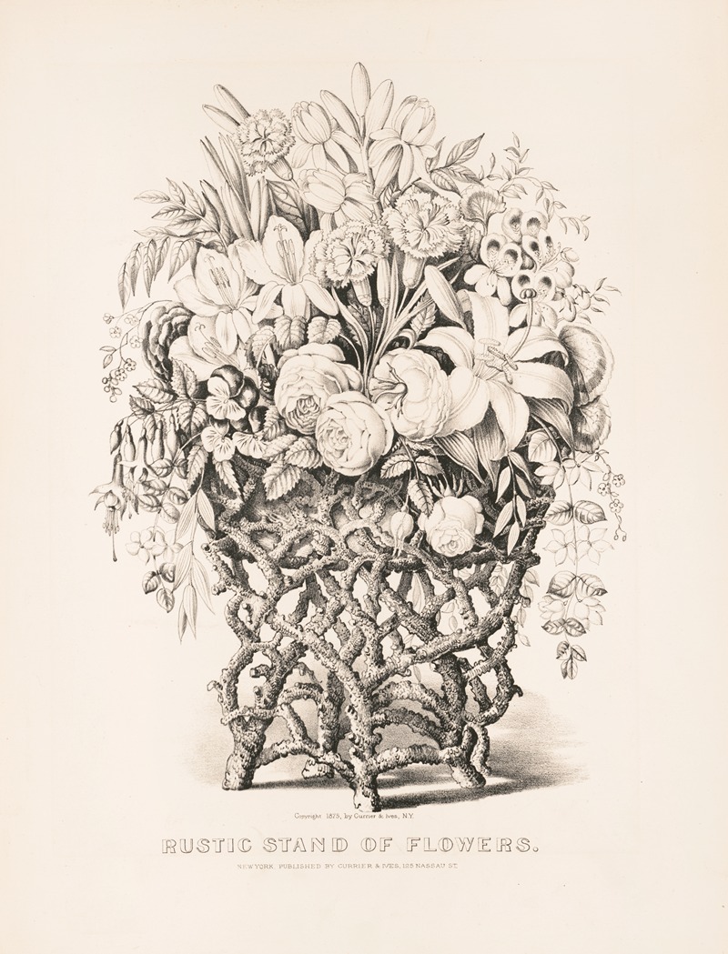 Currier & Ives. - Rustic stand of flowers