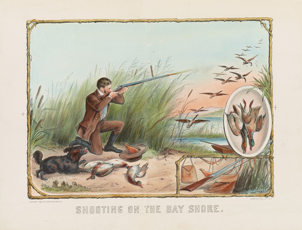 Currier & Ives. - Shooting on the bay shore