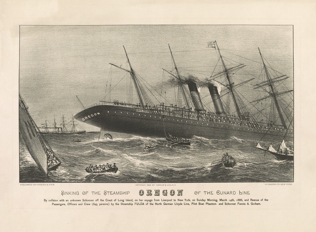 Currier & Ives. - Sinking of the steamship Oregon of the Cunard Line