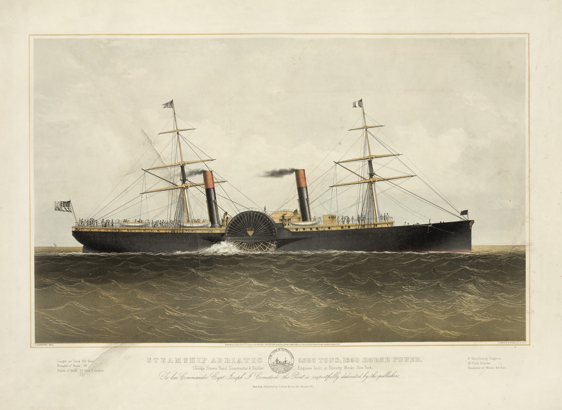 Currier & Ives. - Steamship Adriatic 5,888 tons, 1350 horse power