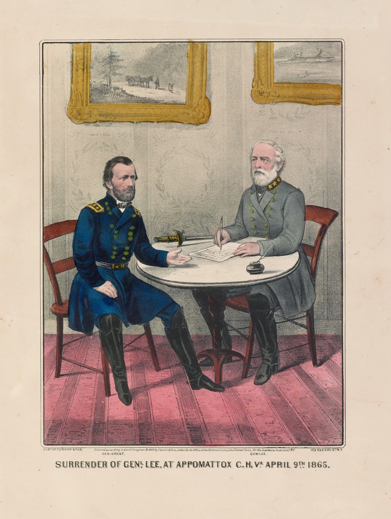 Currier & Ives. - Surrender of Genl. Lee, at Appomattox C.H. Va. April 9th. 1865