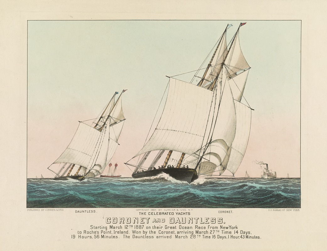 Currier & Ives. - The celebrated Yachts Coronet and Dauntless