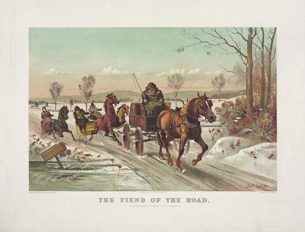 Currier & Ives. - The fiend of the road