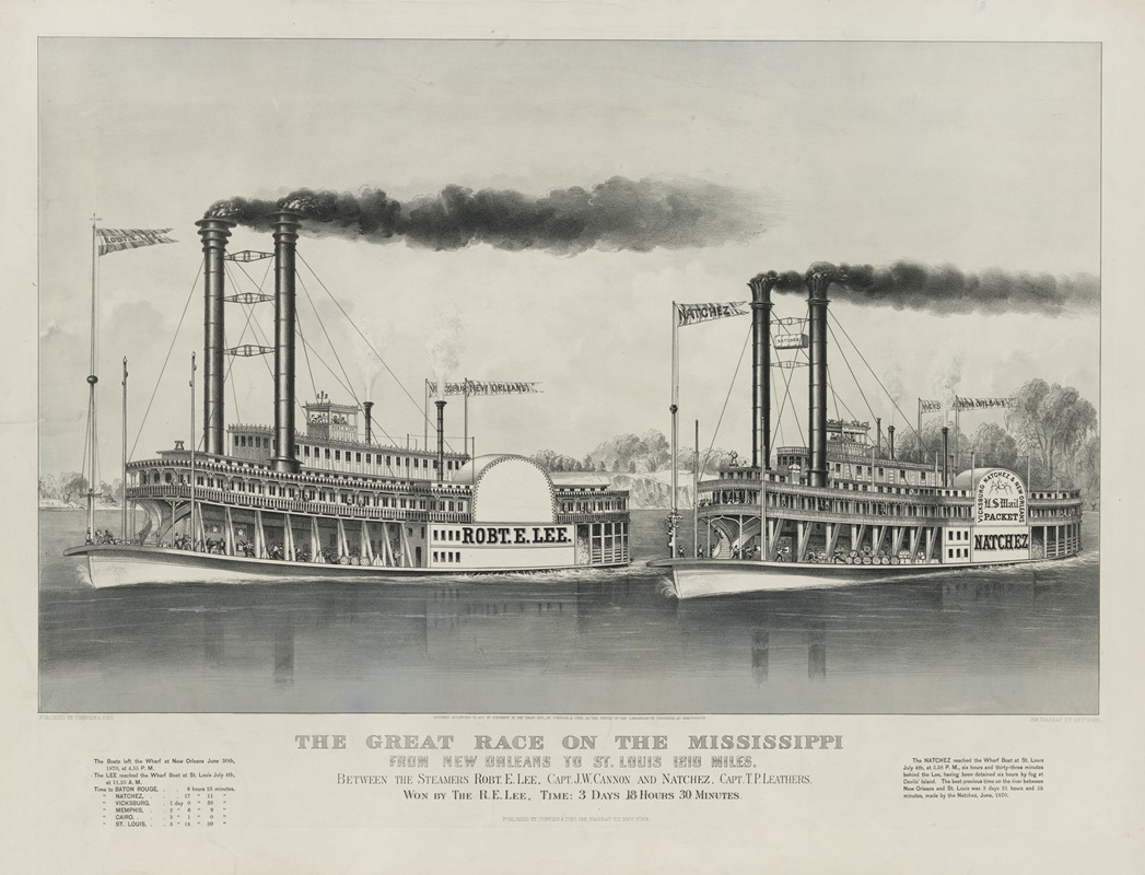 Currier & Ives. - The great race on the Mississippi; from New Orleans to St. Louis 1210 miles