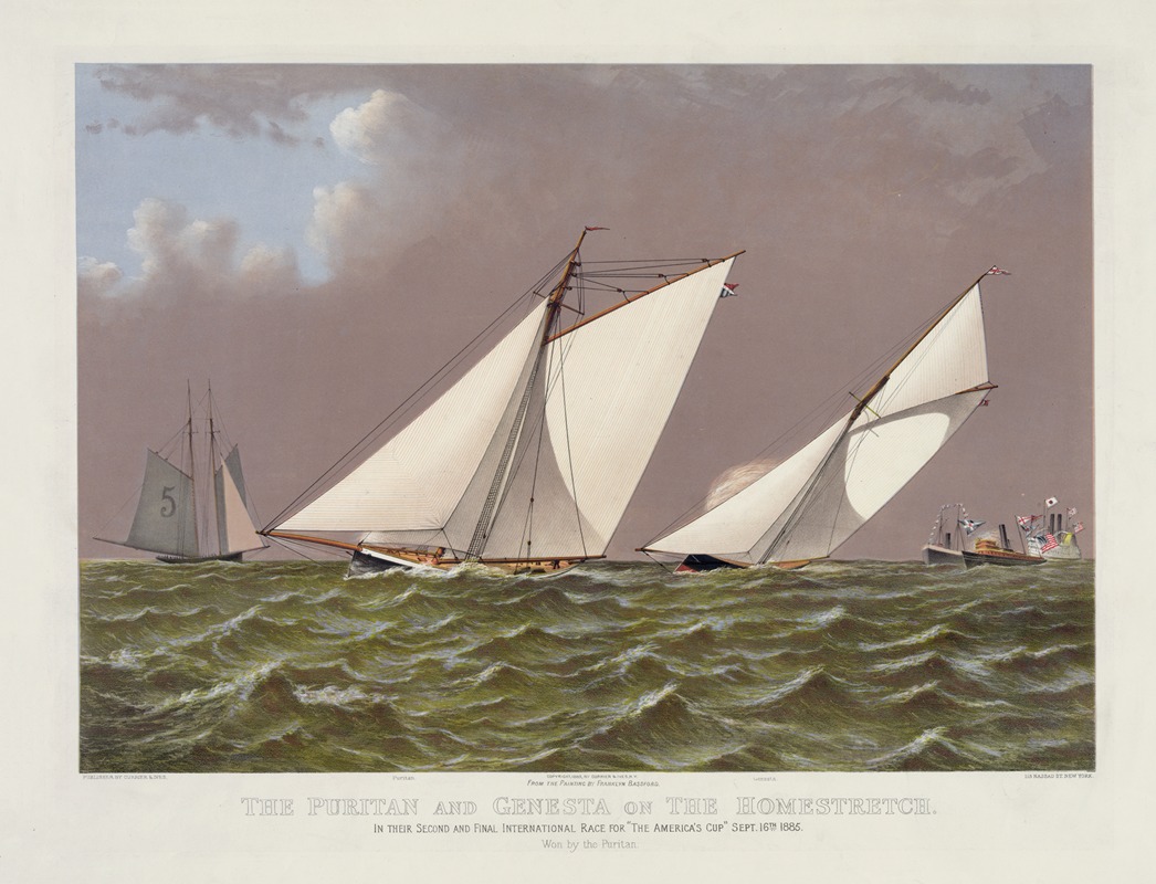 Currier & Ives. - The Puritan and Genesta on the homestretch; in their second and final international race for ‘The America’s Cup’ Sept. 16th 1885