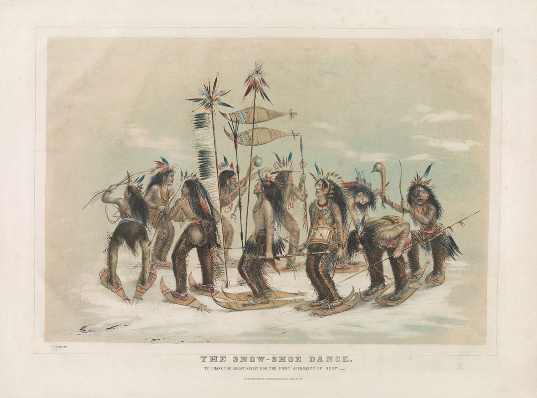 Currier & Ives. - The snow-shoe dance; to thank the great spirit for the first appearance of snow