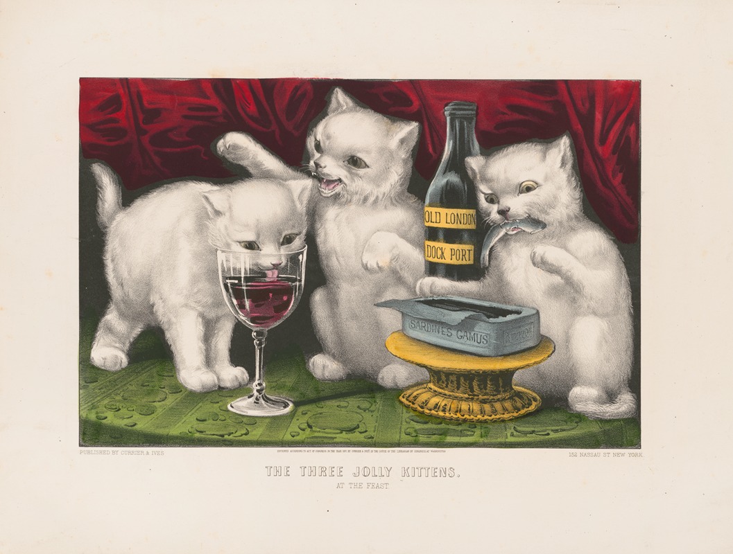 Currier & Ives. - The three jolly kittens – at the feast