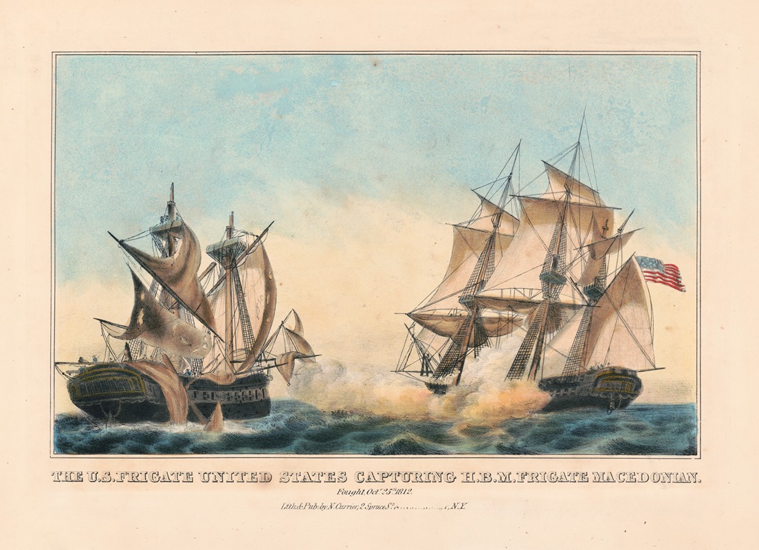 Currier & Ives. - The U.S. frigate United States capturing H.B.M. frigate Macedonian; fought, Octr. 25th. 1812