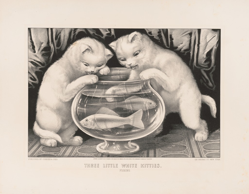 Currier & Ives. - Three little white kitties – fishing