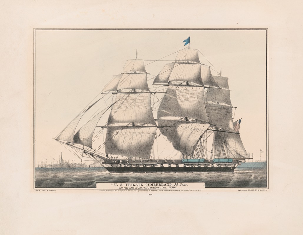 Currier & Ives. - U.S. frigate Cumberland, 54 guns – the flag ship of the Gulf Squadron, Com. Perry