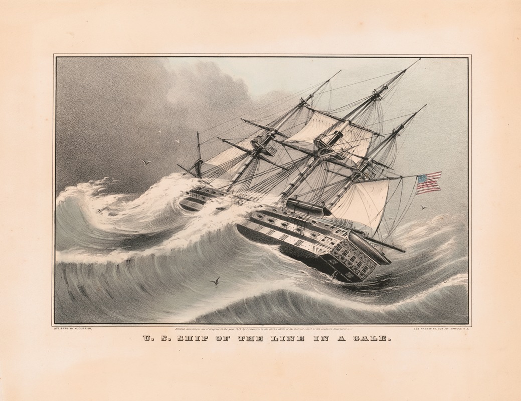 Currier & Ives. - U.S. ship of the line in a gale