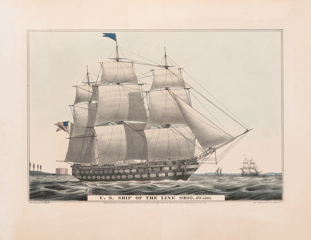 Currier & Ives. - U.S. ship of the line Ohio; 104 guns