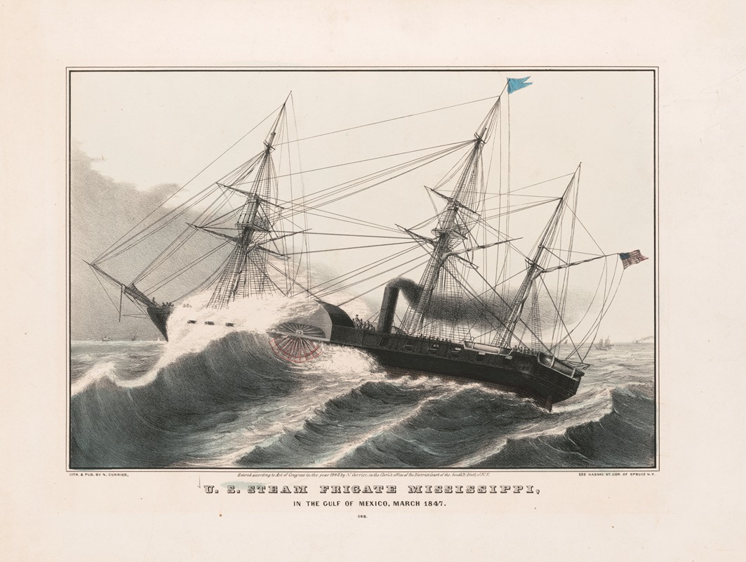 Currier & Ives. - U.S. steam frigate Mississippi, in the Gulf of Mexico, March 1847