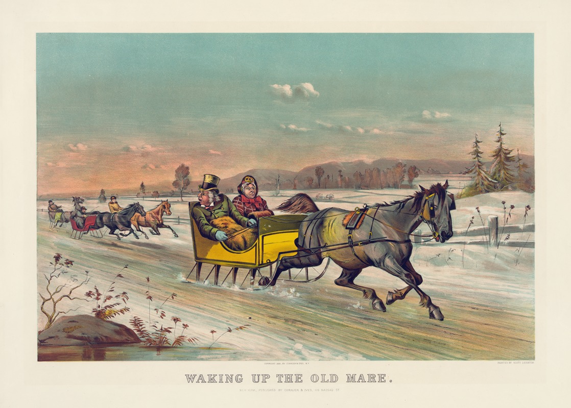 Currier & Ives. - Waking up the old mare