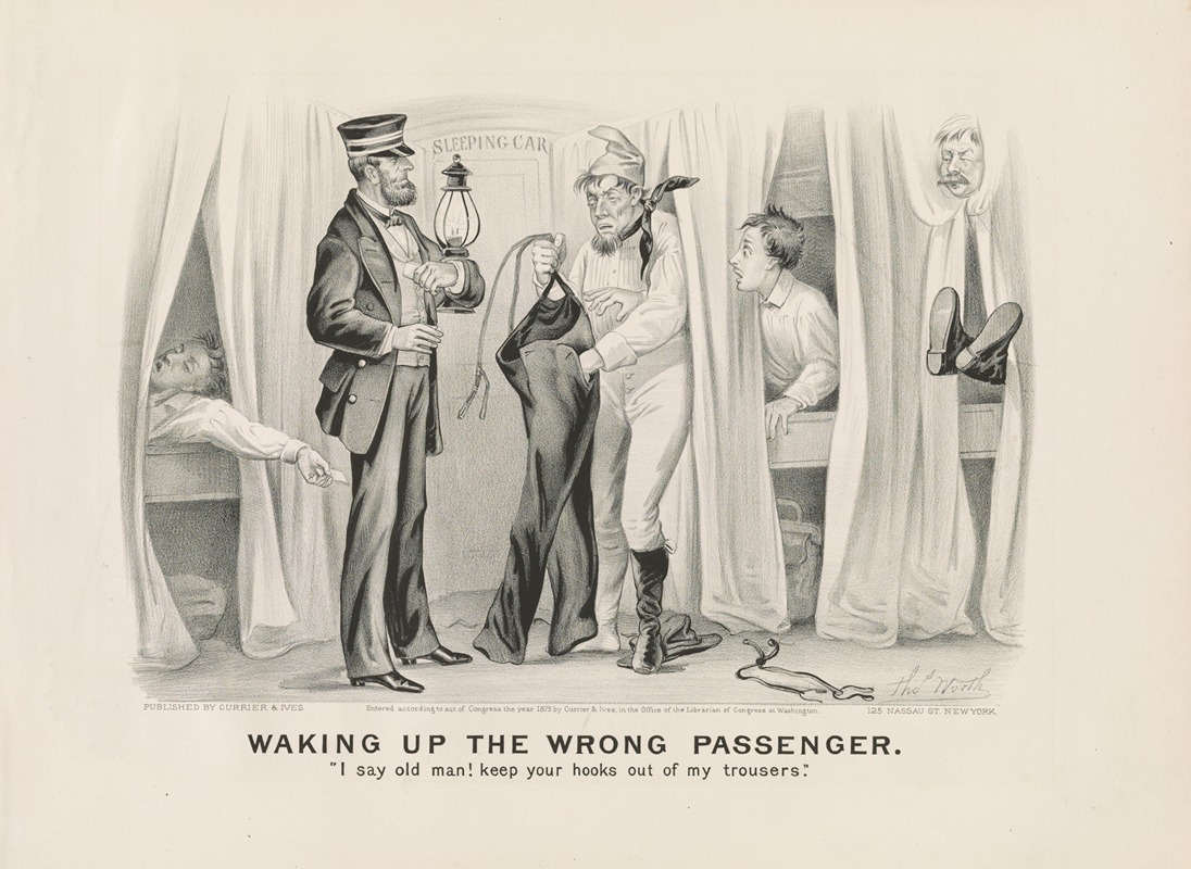 Currier & Ives. - Waking up the wrong passenger; ‘I say old man! keep your hooks out of my trousers.’