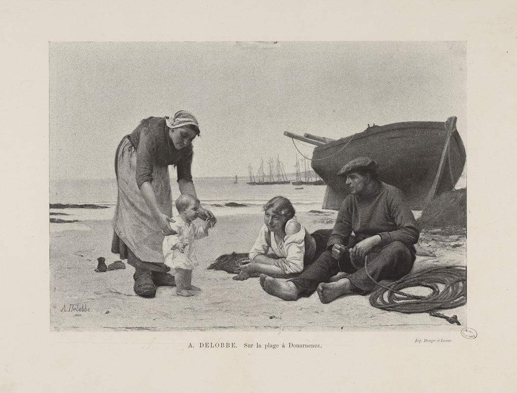 François Alfred Delobbe - Sur la plage à Douarnenez