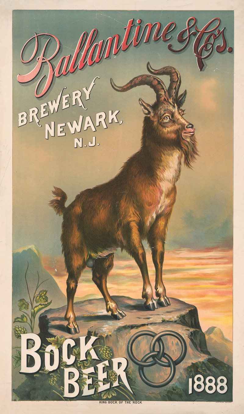 Henry Jerome Schile - Ballatine & Co.’s brewery, Newark, N.J., Bock Beer, 1888, King Bock of the rock