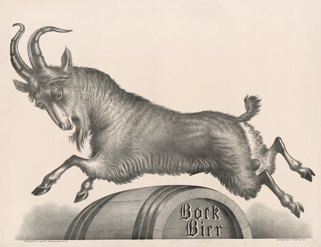 Henry Jerome Schile - Bock Bier [goat jumping over barrel marked with title]