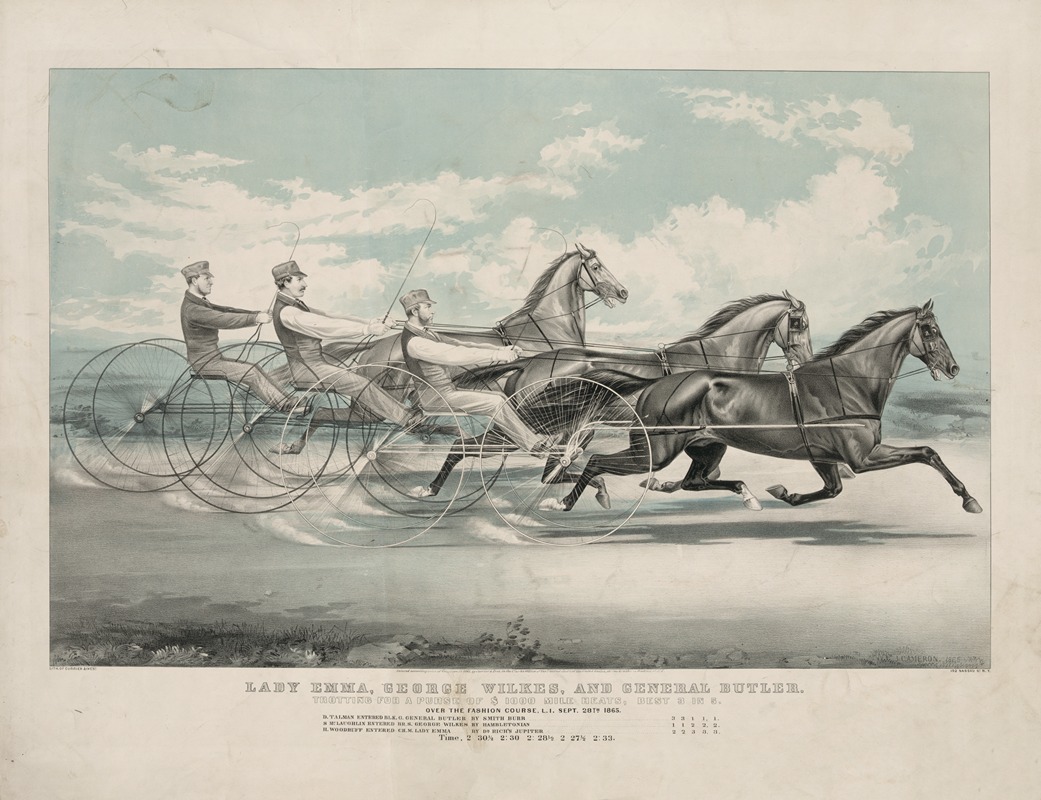 John Cameron - Lady Emma, George Wilkes, and General Butler; trotting for a purse of $1000 mile heats, best 3 in 5