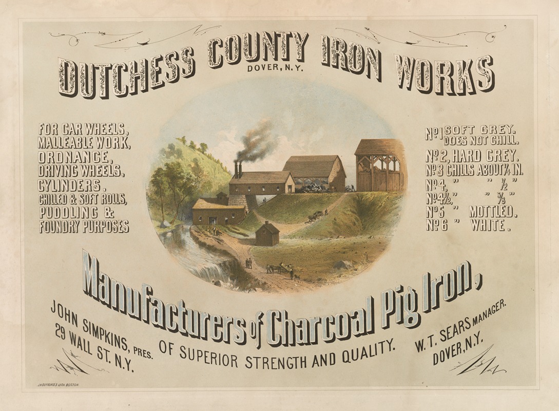 John H. Bufford's & Sons - Dutchess County Iron Works, Dover, N.Y. – manufacturers of charcoal pig iron of superior strength and quality