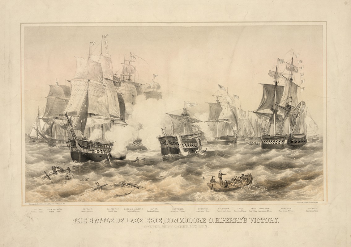 John H. Bufford's & Sons - The Battle of Lake Erie, Commodore O.H. Perry’s victory