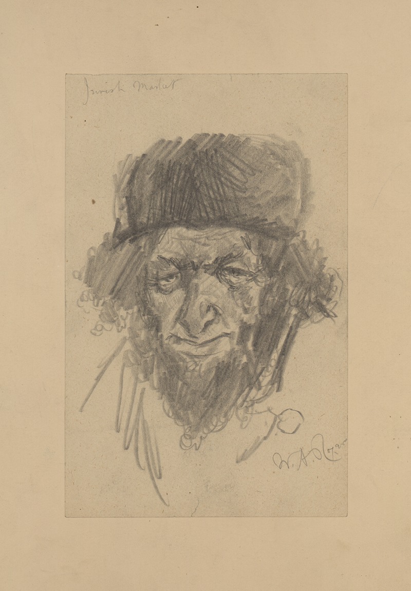 William Allen Rogers - Bearded Jewish man in hat, facing straight ahead