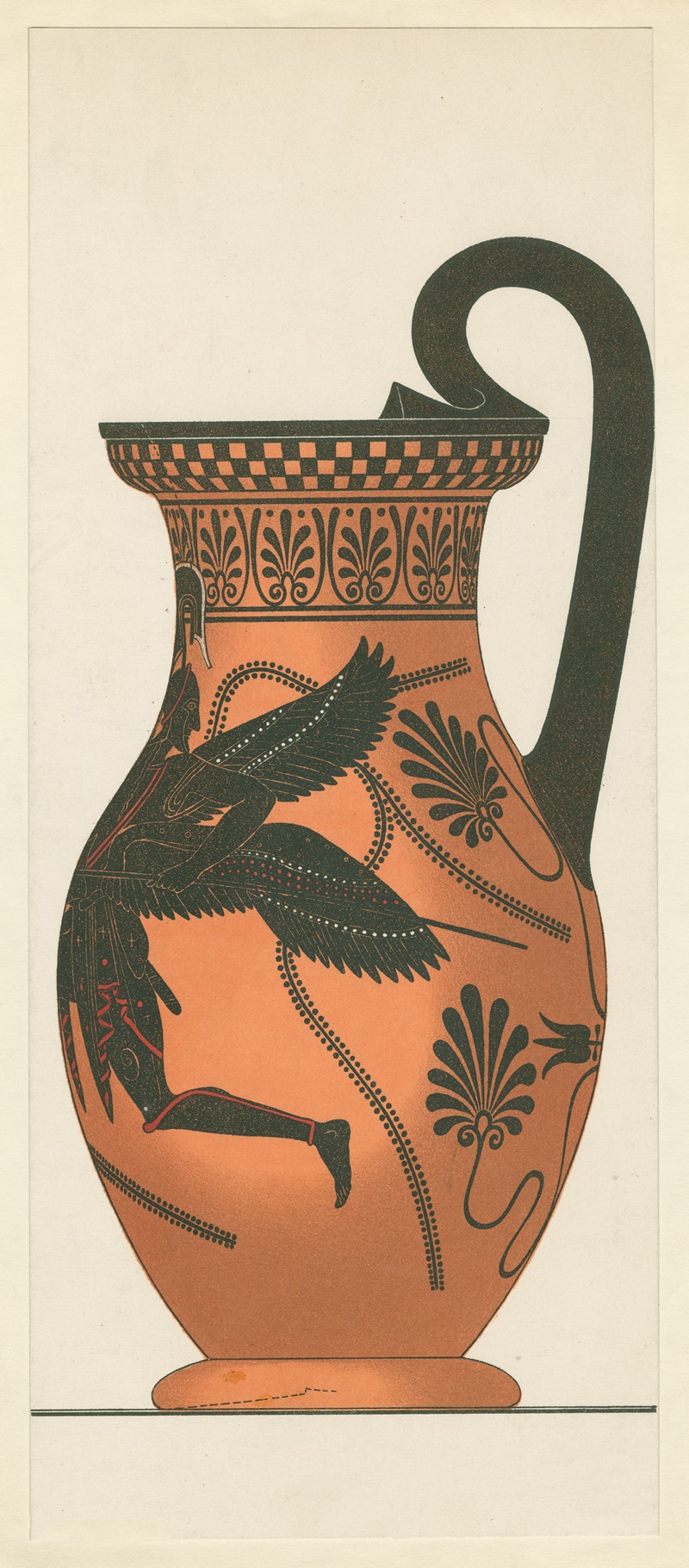 Albert Genick - Attic jug, late black figure period, possibly depicting the winged soul of a hero