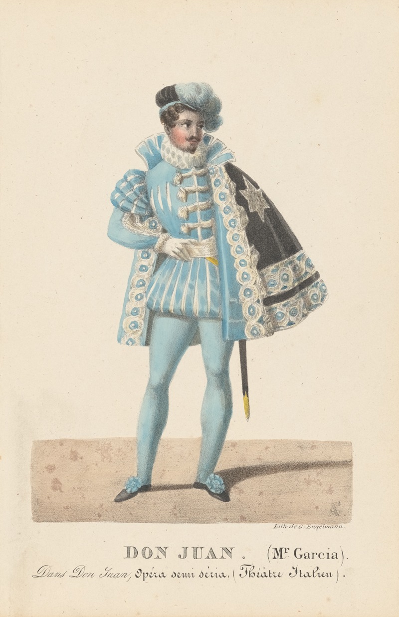 Auguste Garneray - Don Juan. (Mr. Garcia). Dans Don Juan, Opéra semi séria, (Théâtre Italien)