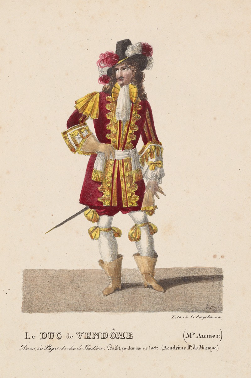 Auguste Garneray - Le duc de Vendôme (Mr Aumer) dans Les pages du duc de Vendôme, ballet pantomime en 1 acte