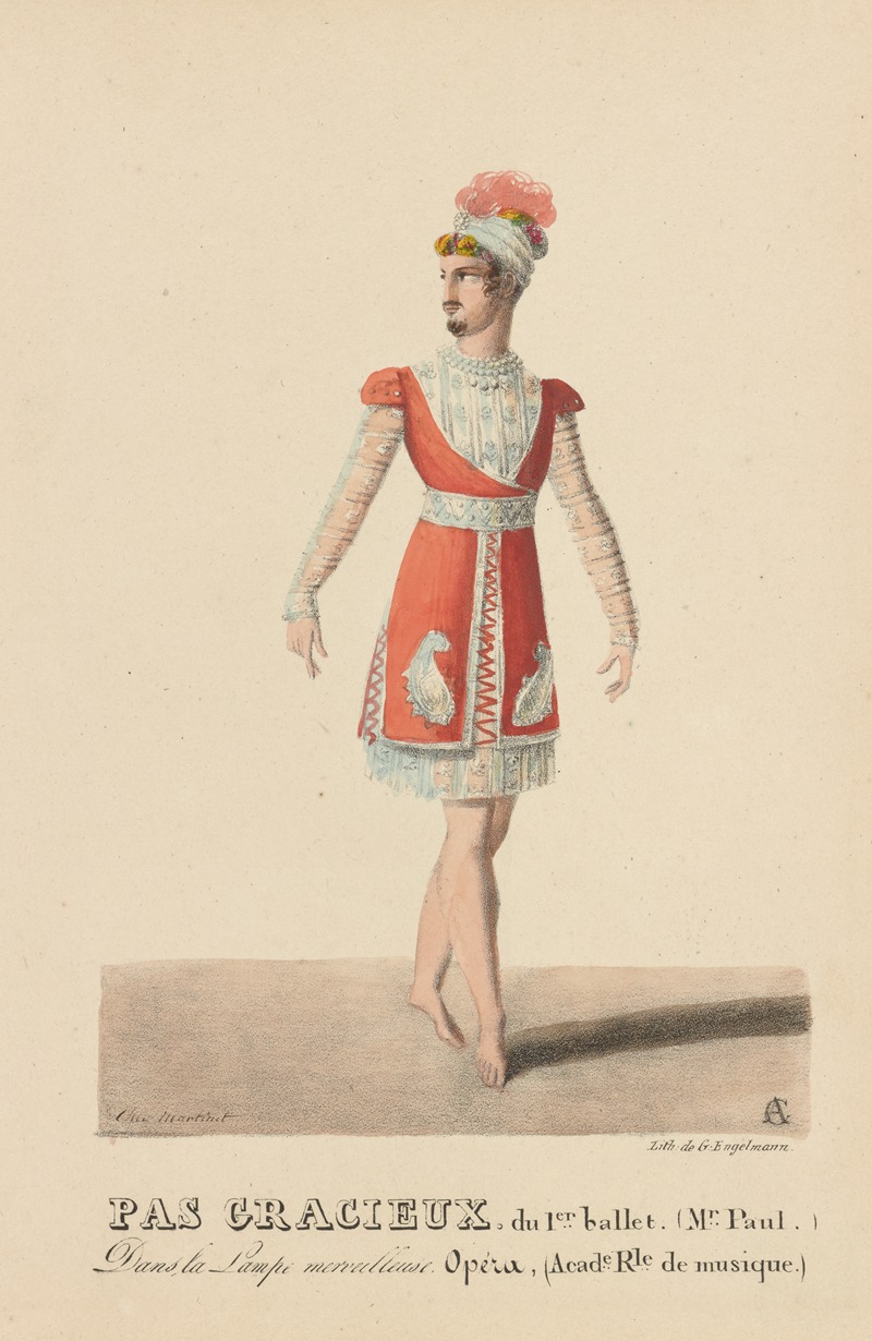 Auguste Garneray - Pas gracieux du 1er ballet. (Mr. Paul) Dans La lampe merveilleuse, opéra, Acad’e R’le de musique