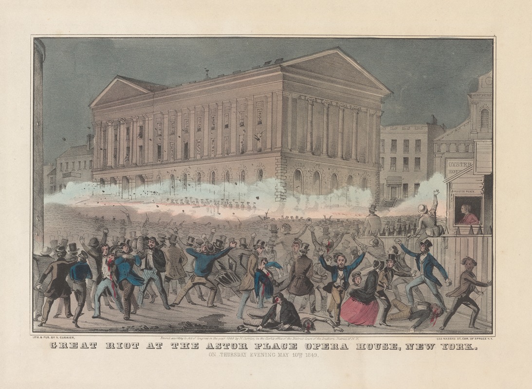 Currier & Ives. - Great riot at the Astor Place opera house, New York on Thursday evening May 10th, 1849