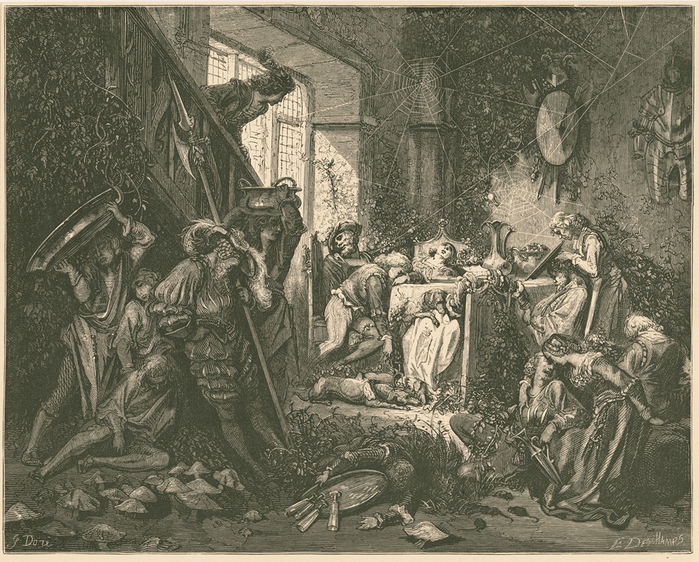 Gustave Doré - Until he reached the grandest room of all, the banquet-hall