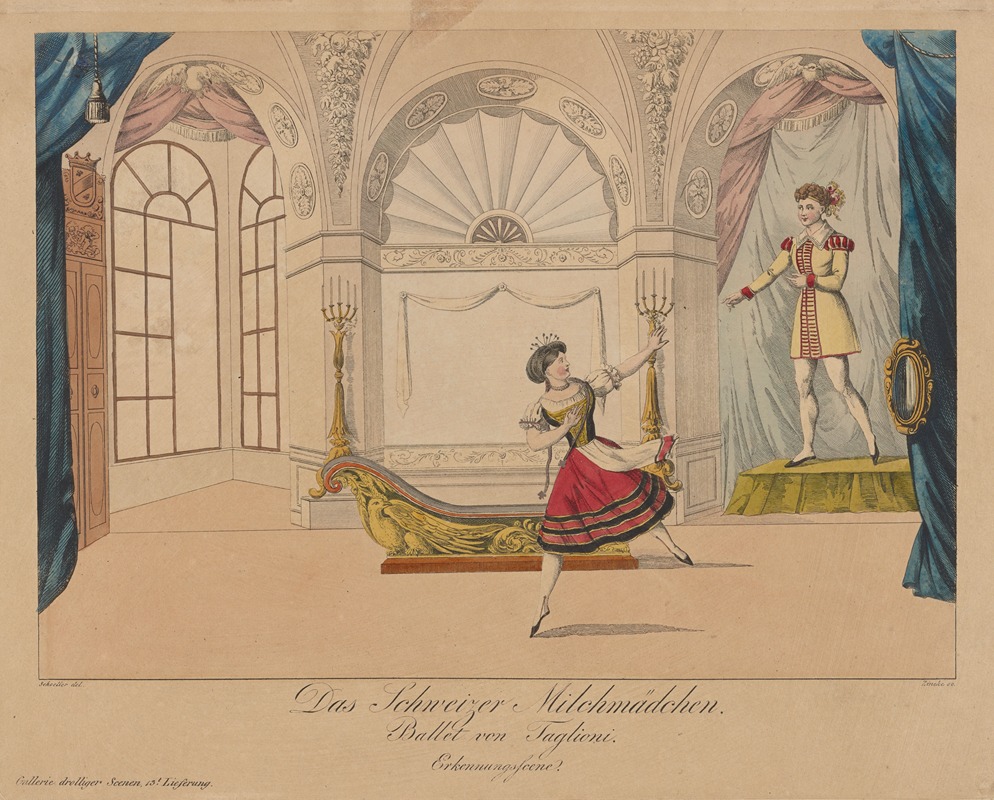 Johann Christian Schoeller - Das schweizer Milchmädchen, Ballet von Taglioni, Erkennungsscene