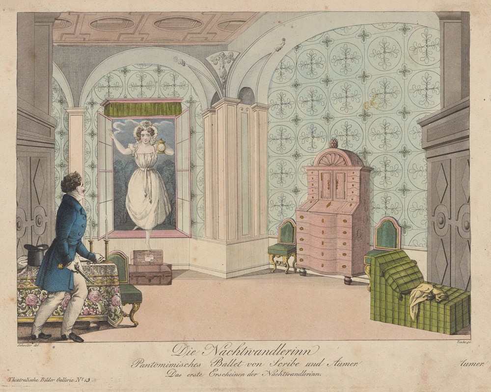 Johann Christian Schoeller - Die Nachtwandlerinn; pantomimisches Ballet von Scribe und Aumer, das erste Erscheinen der Nachtwandlerinn