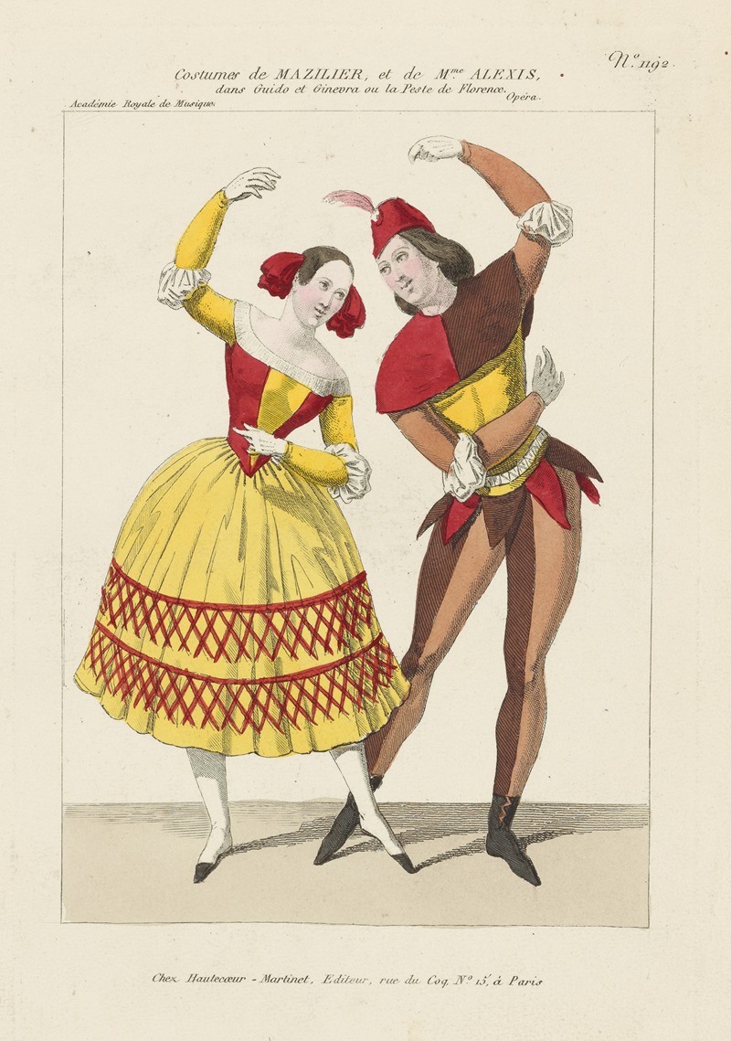 Martinet-Hautecoeur - Costumes de Mazilier et de Mme. Alexis dans Guido et Ginevra; ou La peste de Florence, Opéra